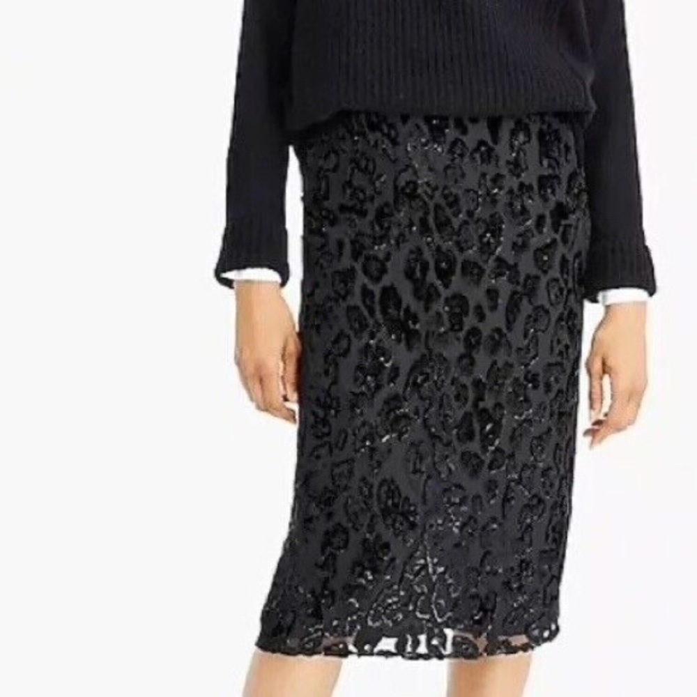 J. Crew Black Leopard Skirt sz 12
